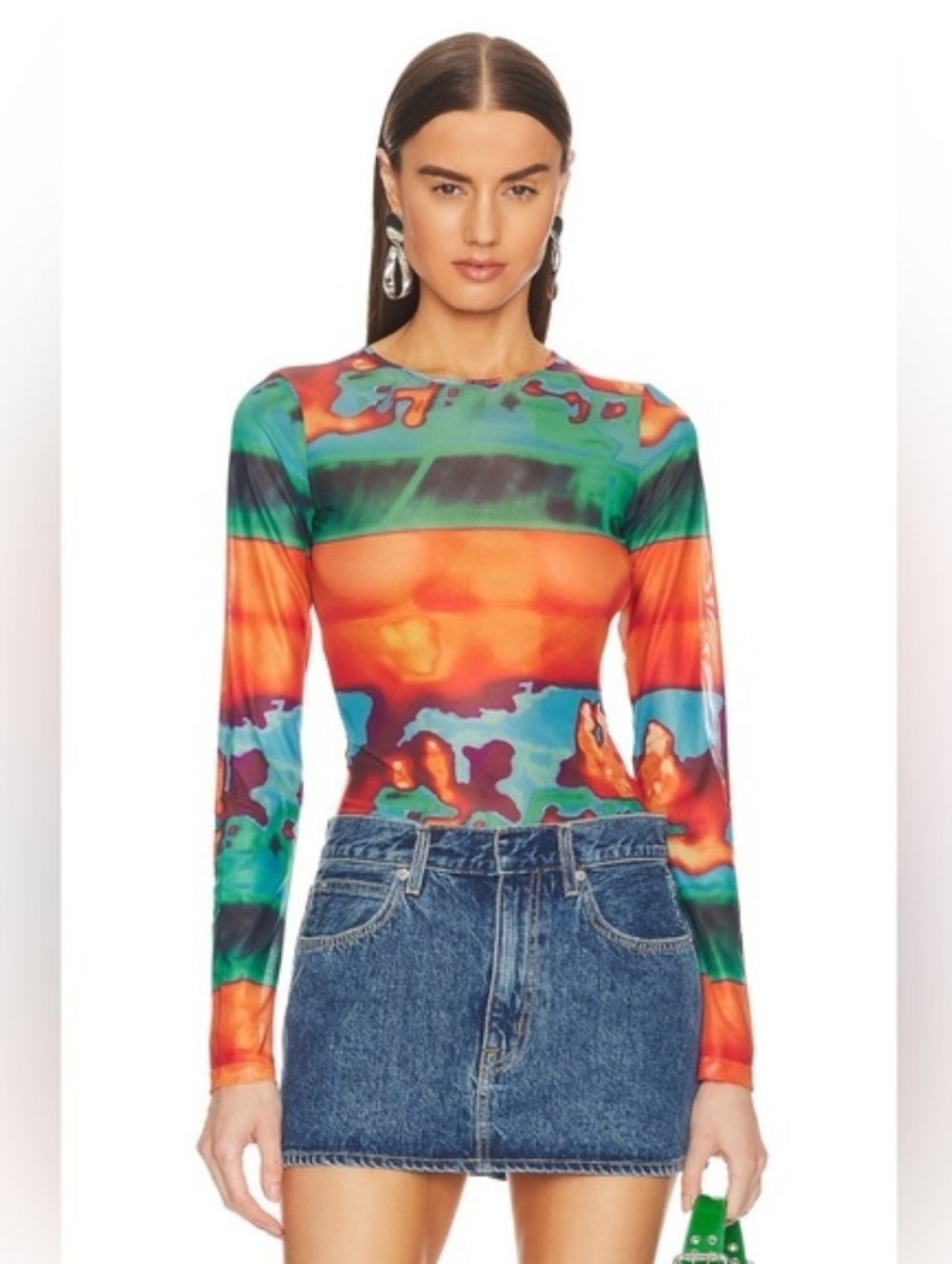 Miaou Long Sleeve Mesh Top Thermal Small